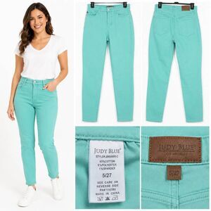 Judy Blue Aqua Teal Straight Leg Jeans Size 5/27 Stretch